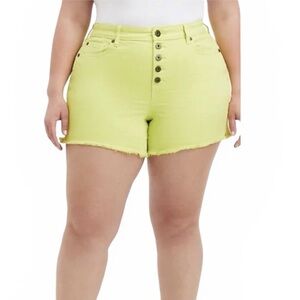 Torrid High Rise Midi Shorts in a sunny lime yellow color. NWT